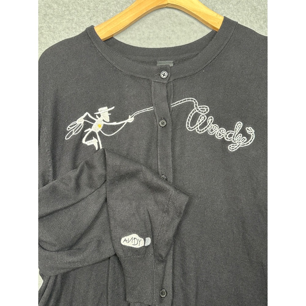 Disney Pixar Toy Story Woody Embroidered Button Front Cardigan Size 3 Black
